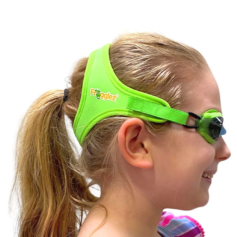 Frogglez Anti-Fog Swimming Goggles for Kids under 10 (Ages 3-10) Recommended by Swim Instructors; Premium Pain-Free Strap - Green - Image 1